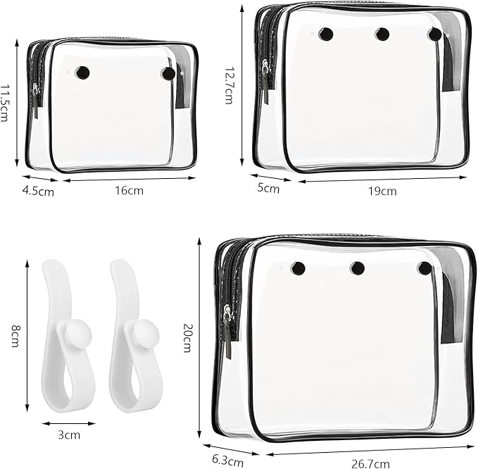 Transparant pouch Black 3 pack