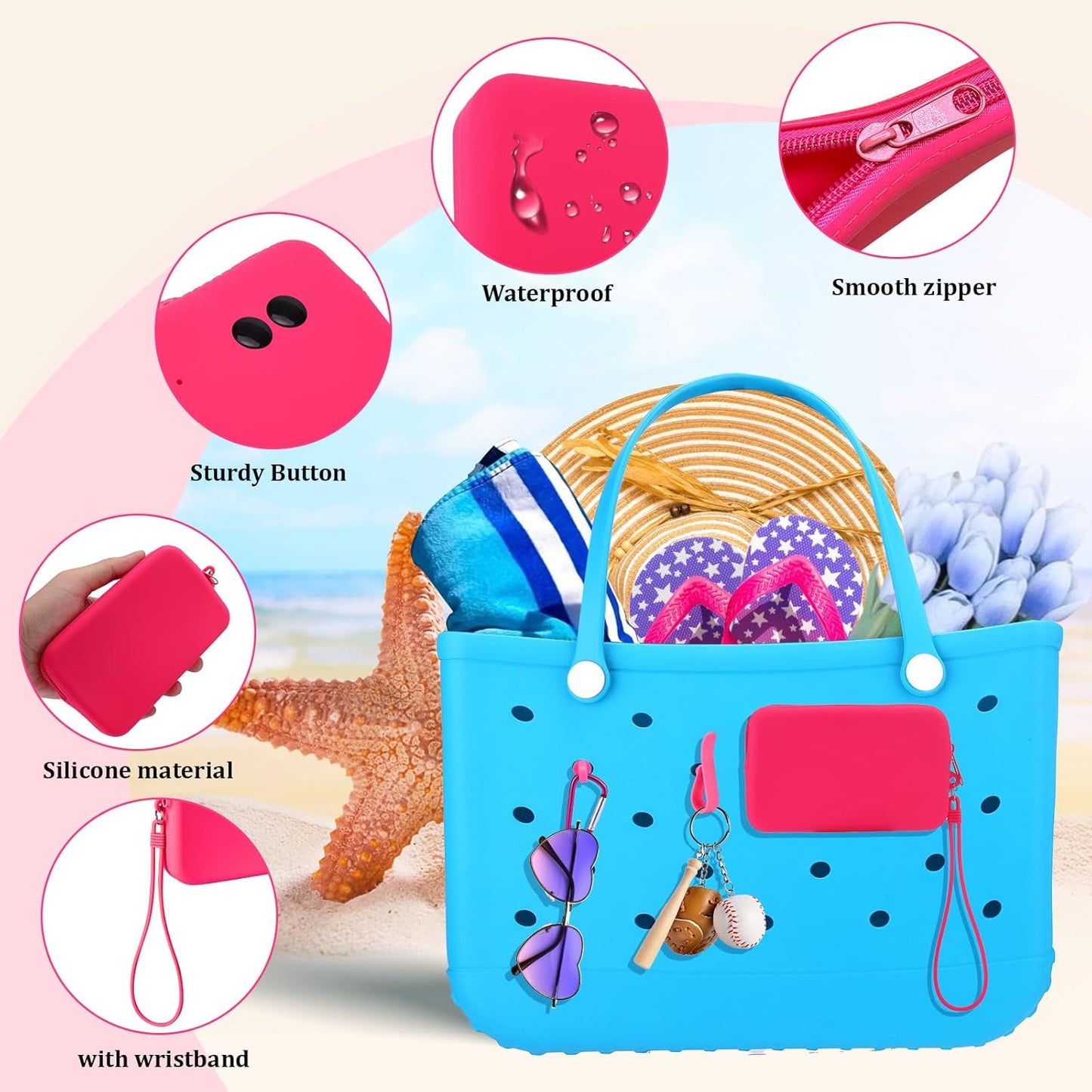 silicone pouch deep pink