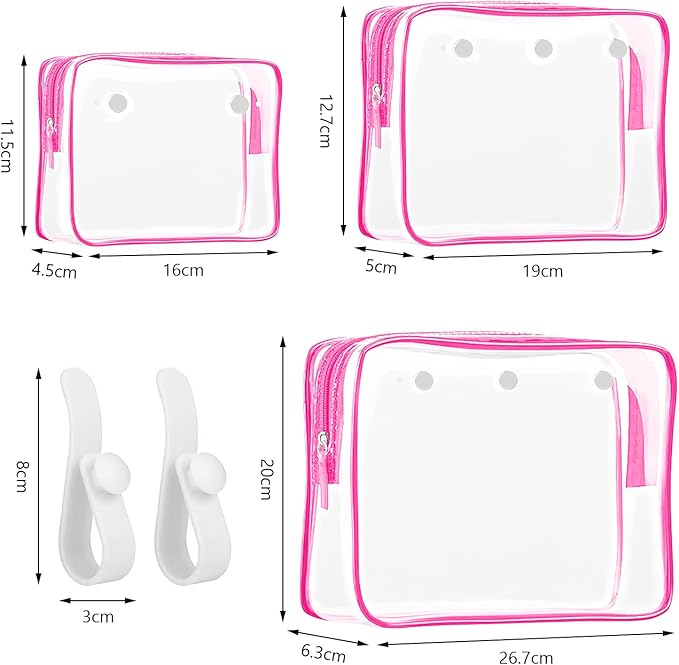Transparant Pouch Pink 3 pack