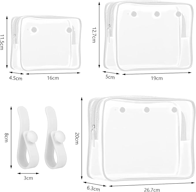 Transparant pouch white 3 pack