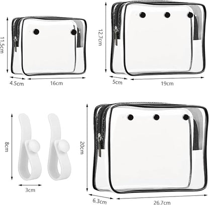 Transparant pouch Black 3 pack