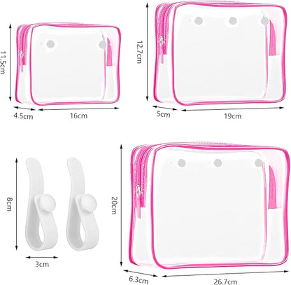 Transparant Pouch Pink 3 pack